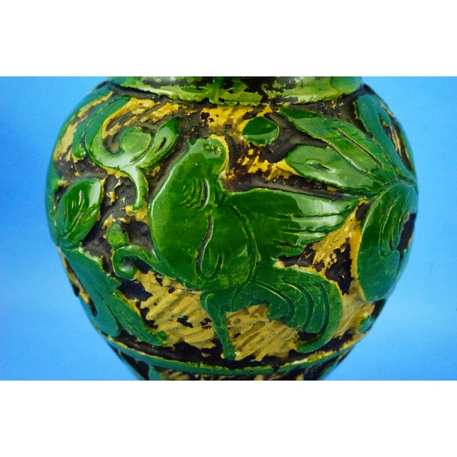 Antique Green Neo-Renaissance Vases in Relief by Vincenzo Corrente, 1890s, Set of 2 For Sale - Image 10 of 18