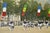 1960s Henry Robertson Craig, Arrival Parade of the President of Senegal in Paris, on the Champs-Élysées, 1960s, Oil Painting on Canvas For Sale - Image 5 of 7