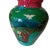 Vintage Mexican Folk Art Vase Handpainted Terracotta Colorful Green Blue Red Glossy Approximately 8" x 7" Weighs...