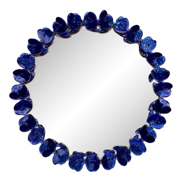 Italian Murano Butterfly Mirror in Cobalt For Sale