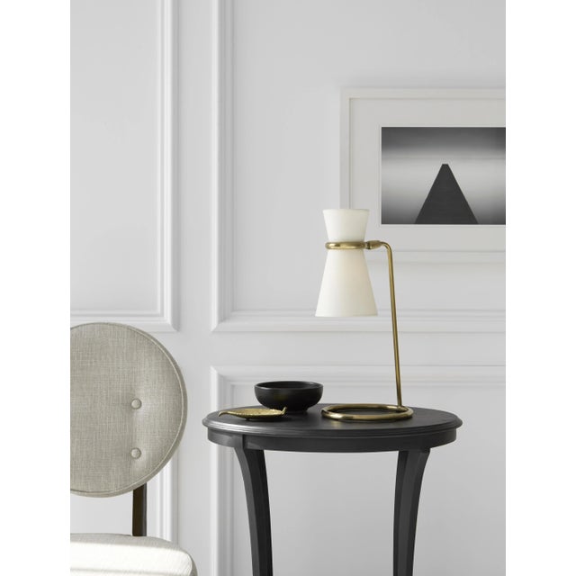 Modern AERIN for Visual Comfort Signature Clarkson Table Lamp in Hand-Rubbed Antique Brass with Linen Shade For Sale - Image 3 of 4