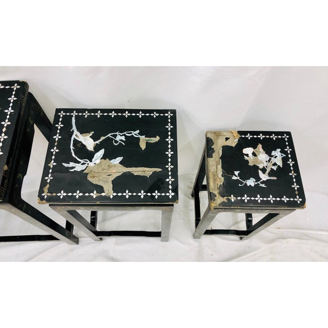 Antique Chinoiserie Painted Lacquerware Nesting Tables - Set of 4 ...