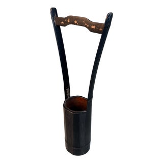 Black Bamboo Ikebana Vase, 1950s For Sale