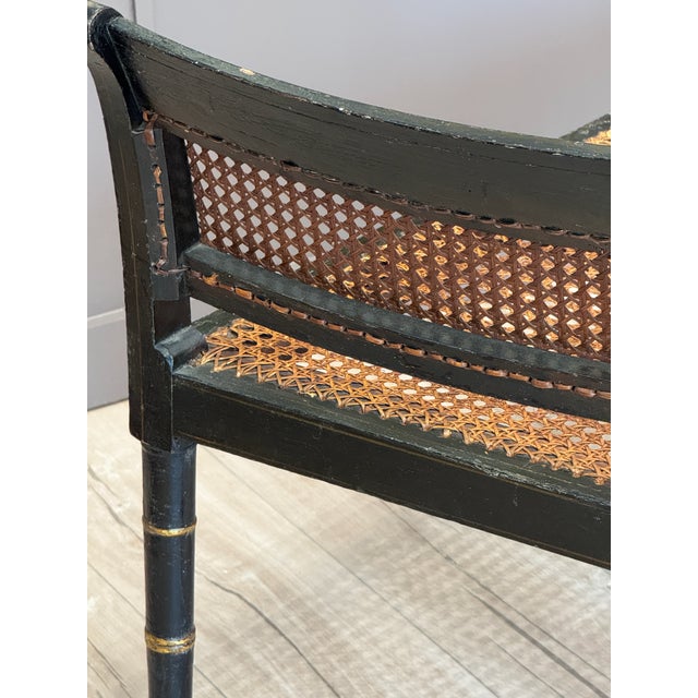 Early 19th Century Regency Black and Gold Painted Window Bench For Sale - Image 10 of 10