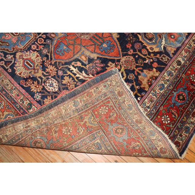 Red Antique Zabihi Collection Large Scale Worn Persian Bidjar Rug For Sale - Image 8 of 12