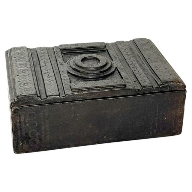 Black Embossed Leather Box, France, 1950s For Sale - Image 12 of 12