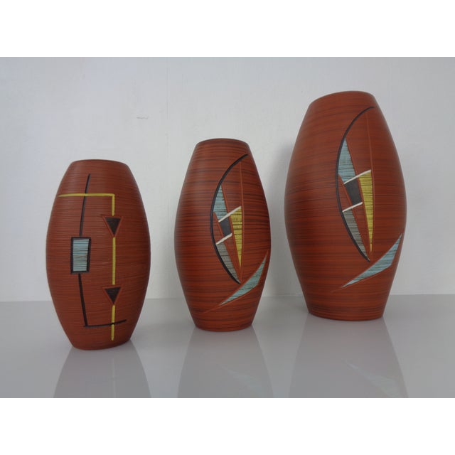 Mid-Century Modern Mid-Century Ceramic Vases from Decora, Germany, 1950s, Set of 3 For Sale - Image 3 of 9