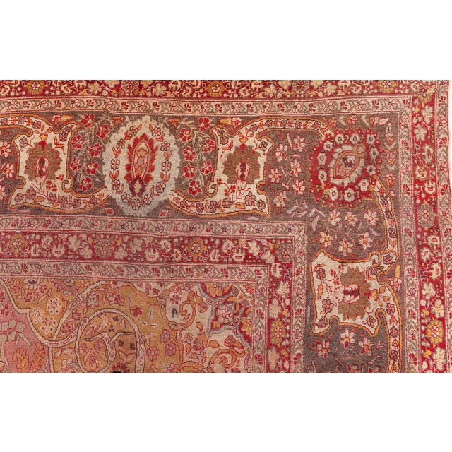 1920s 1920s Persian Tabriz Copper, Blue, Green and Salmon Hand Knotted Wool Rug For Sale - Image 5 of 9