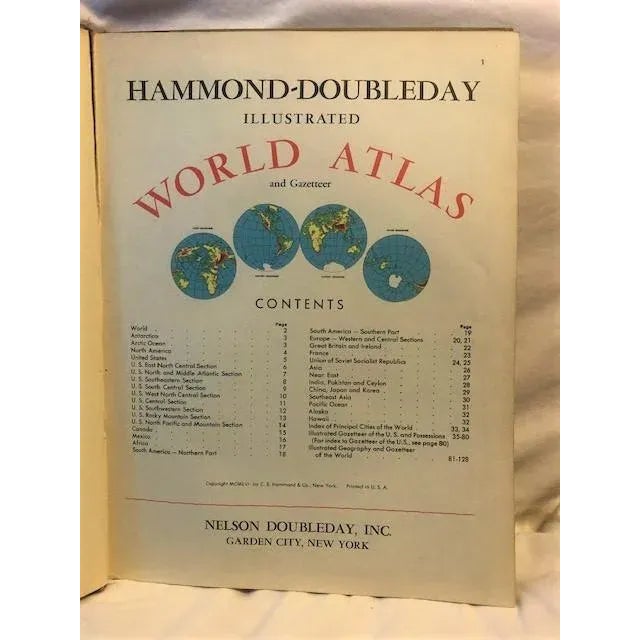 Mid-Century Modern 1956 Hammond Doubleday Illustrated World Atlas and Gazetteer For Sale - Image 3 of 13