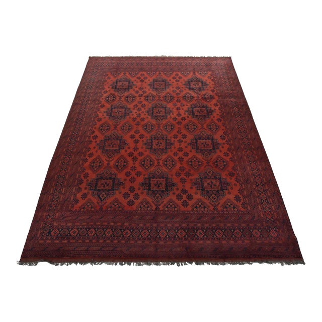 Turkmen Rug 9’11” X 12’11” Red Wool Tribal Hand-Knotted Oriental Carpet For Sale