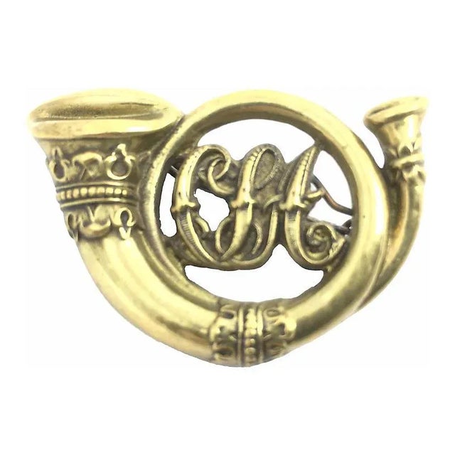 Late 19th Century 19th Century French Brass Horn Brooch For Sale - Image 5 of 5
