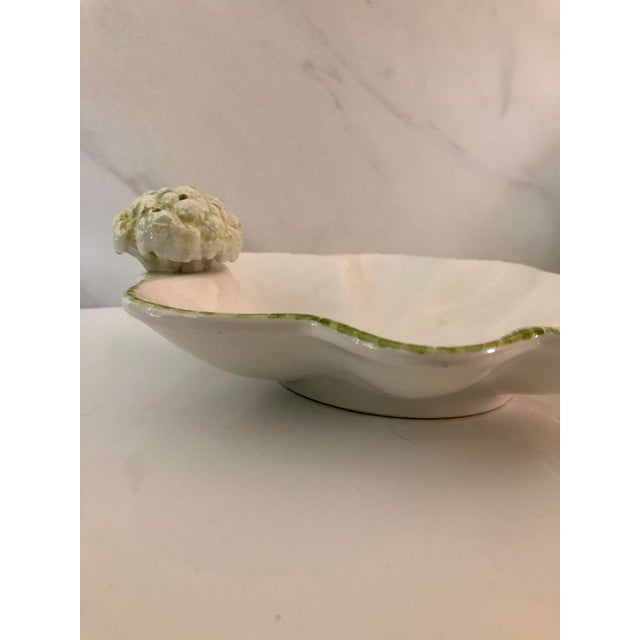 This Rare Majolica Italian Cauliflower Scalloped Edged Bowl (with Hors d'Oeuvres Cocktail Pick Holes) is a one of a kind...
