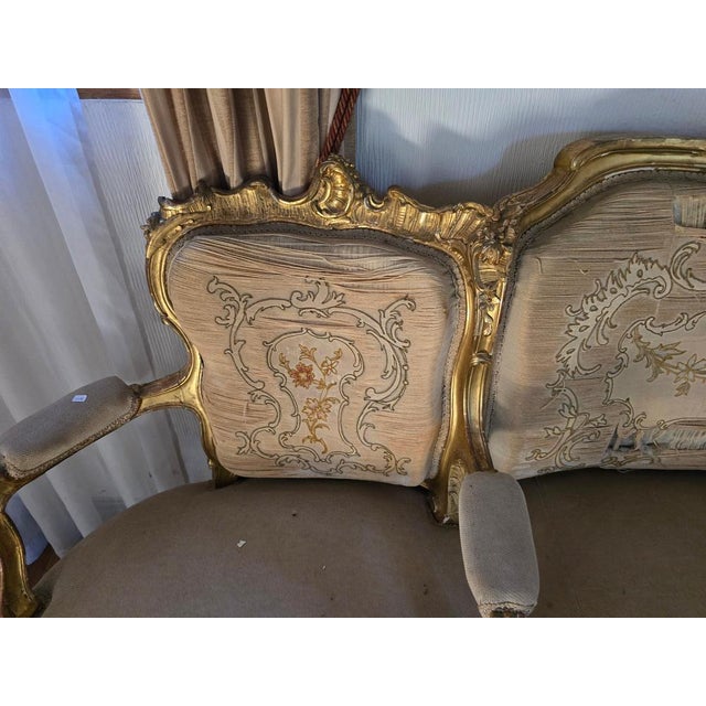 19th Century Sofa with Gilded Wood Frame, 1890s For Sale - Image 12 of 16