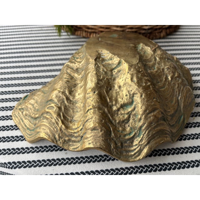 Vintage Palm Beach Style Solid Brass Clam Shell Catchall Bowl For Sale - Image 9 of 18