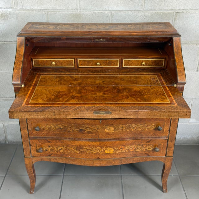 Antique Italian Inlaid Wooden Chest of Drawers For Sale - Image 6 of 11