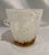 A 1980’s era Venini white and amber gold glass ice bucket. Handmade art glass for your bar from Italy. No makers mark.