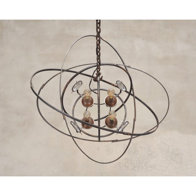 Metal Orbital Atomic Age Iron and Copper Chandelier by Jefferson Mack For Sale - Image 7 of 18