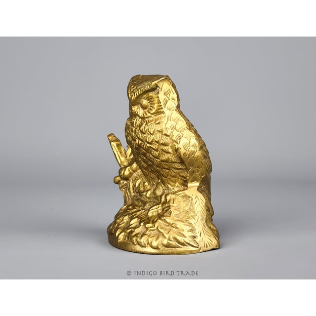 Mid-Century Modern Vintage Brass Perched Owl Sculpture For Sale - Image 3 of 6