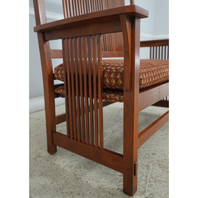 Wood Stickley Mission Cherry Spindle Back Settee For Sale - Image 7 of 18