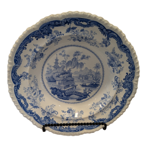 One Early 19th Century Minton Chinese Marine Soup Plates Blue and White Circa 1830 Transferware