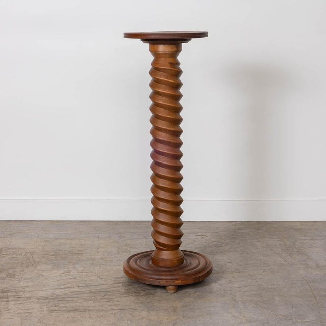 French 1940s French Carved Wood Pedestal Table For Sale - Image 3 of 11