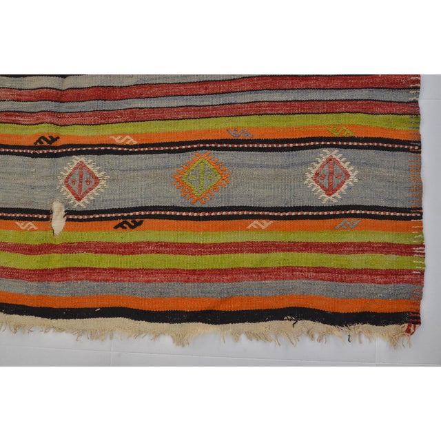 Vintage Turkish Wool Kilim Rug For Sale - Image 9 of 10