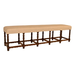 19th Century French Long Upholstered Bench For Sale
