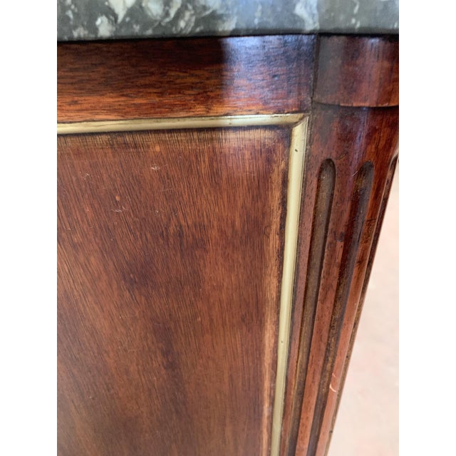 19th Century Louis XVI Chest of Drawers in Mahogany with Grey Veined Marble Top For Sale - Image 9 of 10