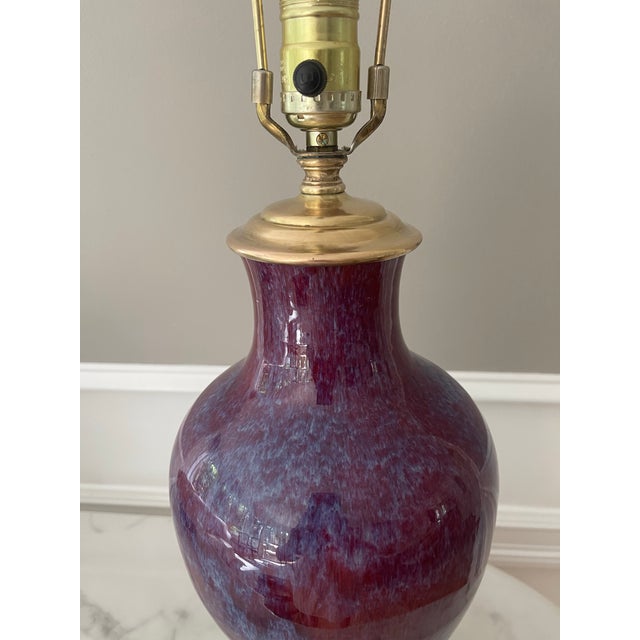 Purple Vintage Art Mid Century Modern Drip Glaze Ceramic Lamp For Sale - Image 8 of 11