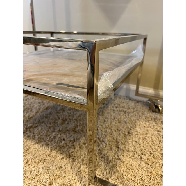 Naya Polished Chrome Bar Cart With Smoke Acrylic Shelves For Sale - Image 15 of 18