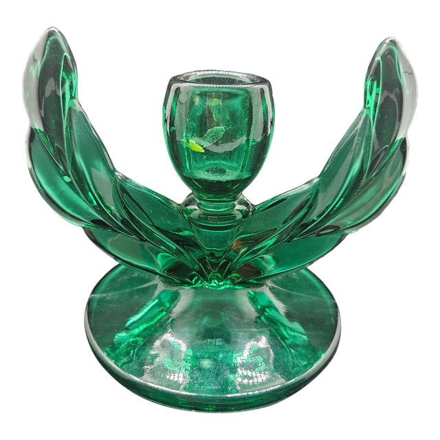 Vintage Indiana Glass "Willow" Pattern Single Candleholder For Sale