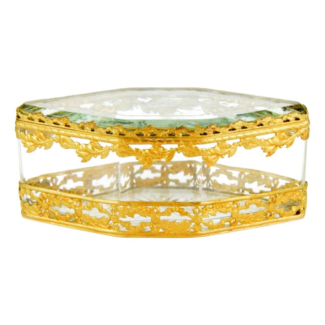Late 19th Century Cut Crystal Gilded Bronze Casket Box For Sale