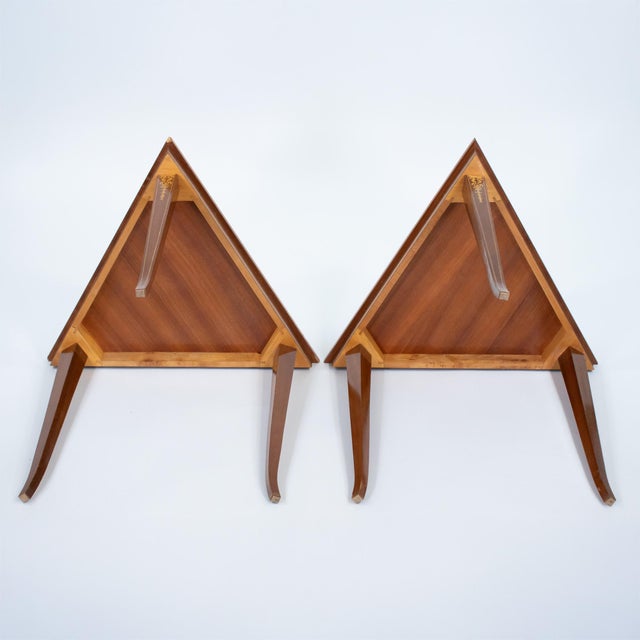 Late 20th Century Pair of Vintage Italian Sorrento Style Marquetry Triangular Side Tables, C. 1970 For Sale - Image 5 of 18