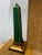 Vintage Hand Painted Faux Malachite Tole Obelisk with Gilt Trim signed M.W. bishop 1991