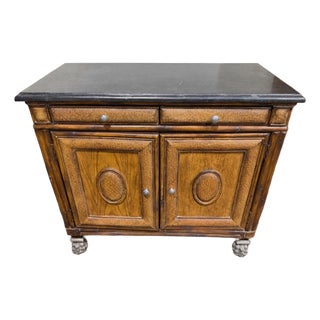 Ernest Hemingway Collection by Thomasaville Wicker Front Cabinet With Marble Top For Sale