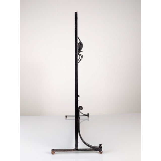Wrought Iron Spark Fender with Spider Sculpture, 1970s For Sale - Image 4 of 18
