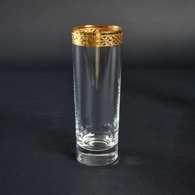 Saint Louis Model Set of 16 French Mid-Century Gilded Classic Glasses This wonderful divisible set consists of 16 highball...