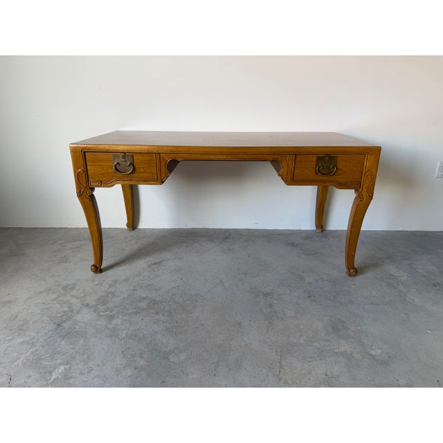 French Country Vintage Baker Furniture French Louis XV Style Walnut Writing Desk For Sale - Image 3 of 12