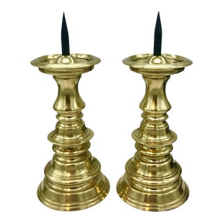 Vintage Virginia Metalcrafters Solid Brass Candle Spikes- a Pair For Sale