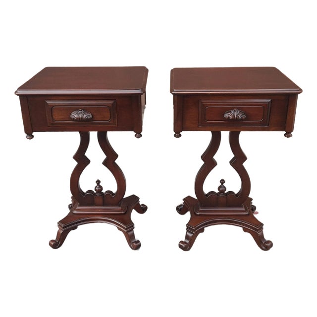 Pair Vander Ley Bros for Betty Lewis Rococo Revival Genuine Mahogany Side Tables, Circa 1920s For Sale