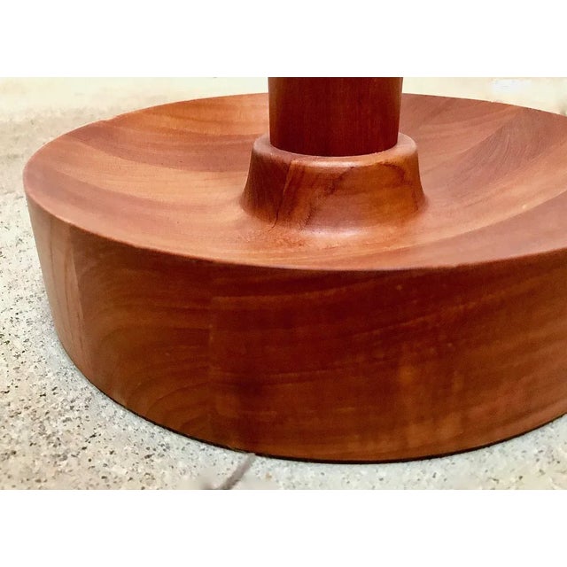 Danish Solid Teak Wood Floor Lamp with Wild Silk Lampshade, 1960s For Sale - Image 12 of 18