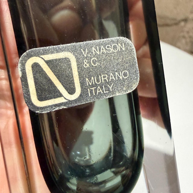 For your consideration a vintage V. Nason & C. Murano Italy glass vase, featuring a smoky gray and clear design produced...