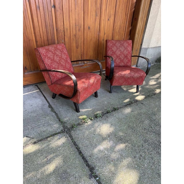 Set of Red Lounge Chairs by Jindrich Halabala for Up Zavody, 1930s For Sale - Image 6 of 13
