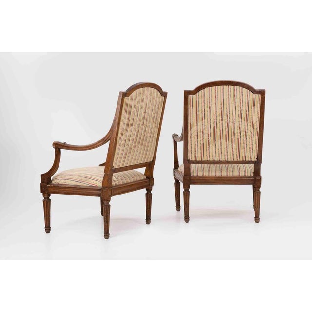 Louis XVI Walnut Chairs, France, 18th Century, Set of 2 For Sale - Image 5 of 6