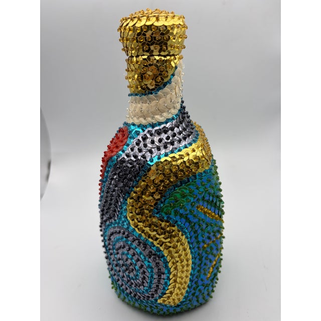 Mid-Century Modern Vintage Handmade Haitian Beaded Sequin Vodou / Voodoo Spirit Bottle For Sale - Image 3 of 6