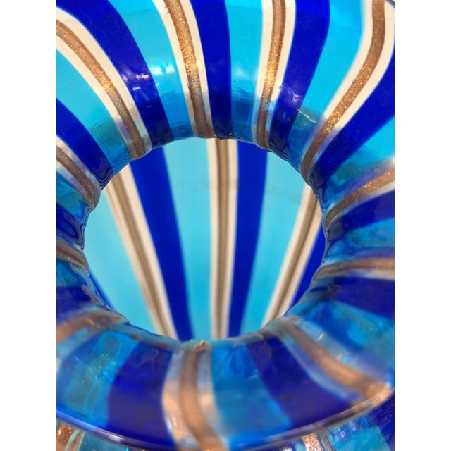 1980s Murano Glass Vase with Blue and Light Blue Canes and Avventurine, 1980s For Sale - Image 5 of 12