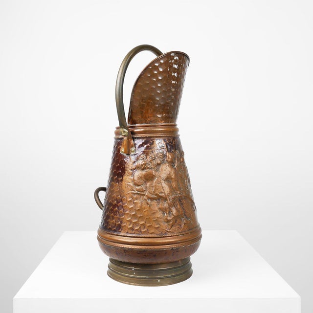 Copper Umbrella Stand with Hammered Medieval Bakery Relief, France, 1900s For Sale - Image 12 of 12