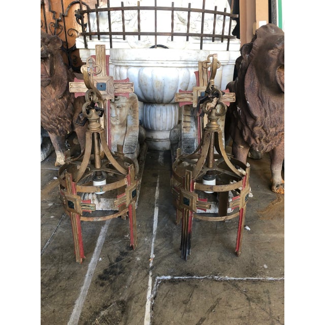 Spanish Light Art Deco Pendant Lights - a Pair For Sale - Image 11 of 13