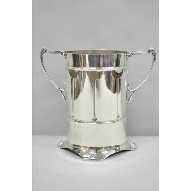 Roberts and Belk Art Nouveau Silver Plated Champagne Chiller Wine Bottle Coaster For Sale - Image 11 of 13