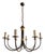 Vintage Eight-Arm Silver and Gold Metal Chandelier, 1980s For Sale